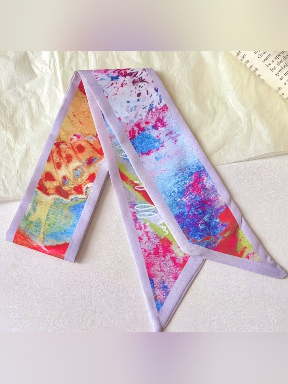 Set of Four Satin  Floral & Pastel Scarves - Picture 7 of 8